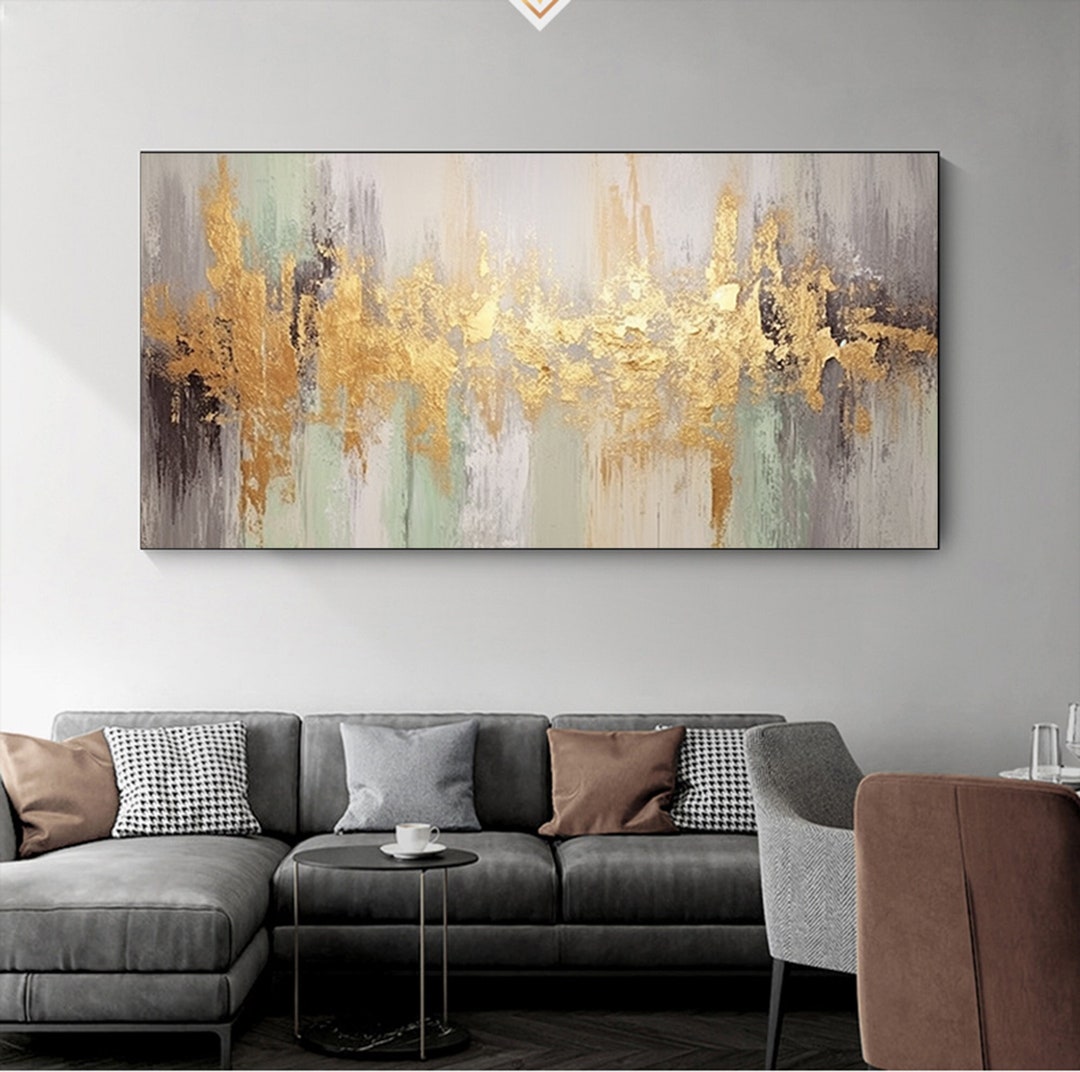 Original Gold Texture Painting, Abstract Minimalist Oil Painting on ...