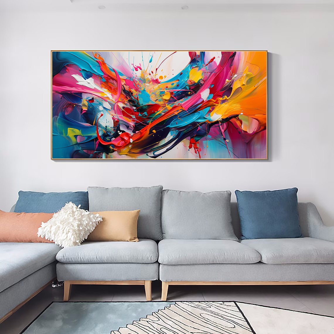 Abstract Colorful Texture Oil Painting on Canvas, Large Wall Art ...