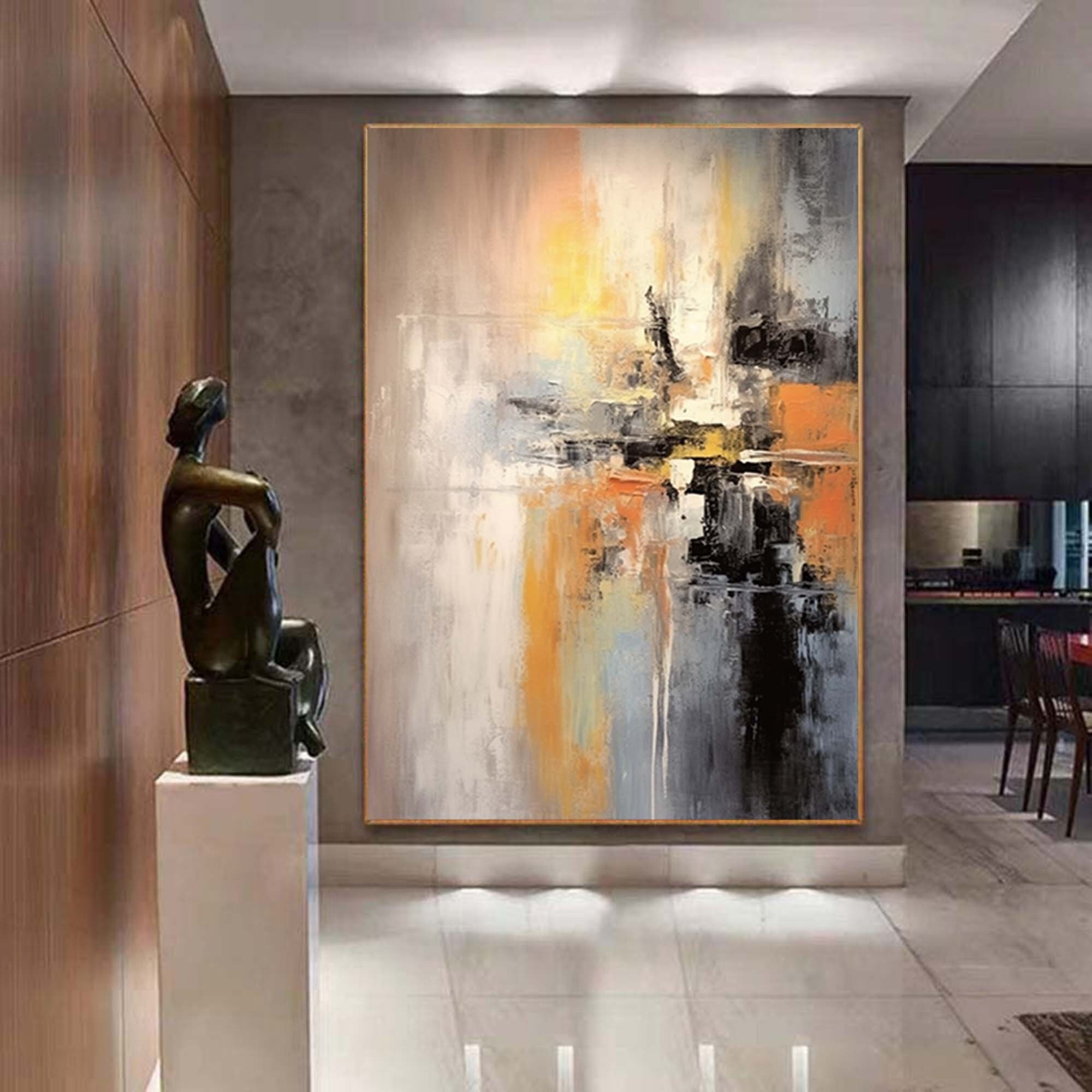 オリジナル絵画、モダン抽象画、大型抽象画、バスルーム壁アート、XL