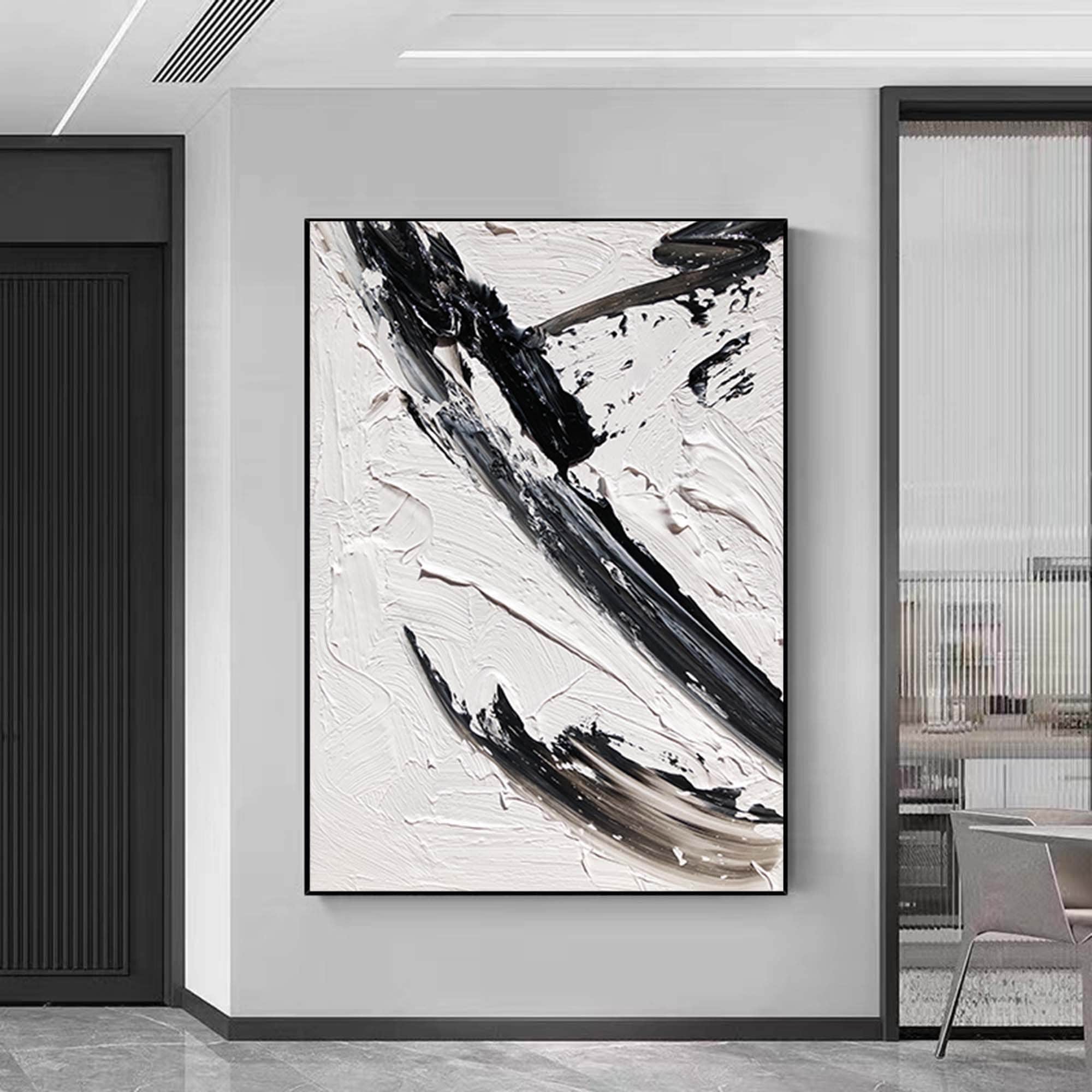 Black and White Abstract Art Black and White Painting Black Textured ...
