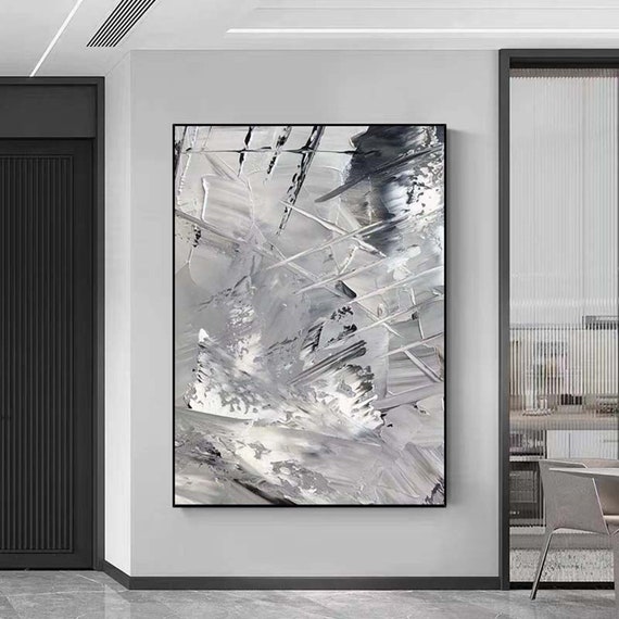 大きな灰色の抽象画 灰色と白の壁アート 灰色の壁アート 灰色の抽象画 