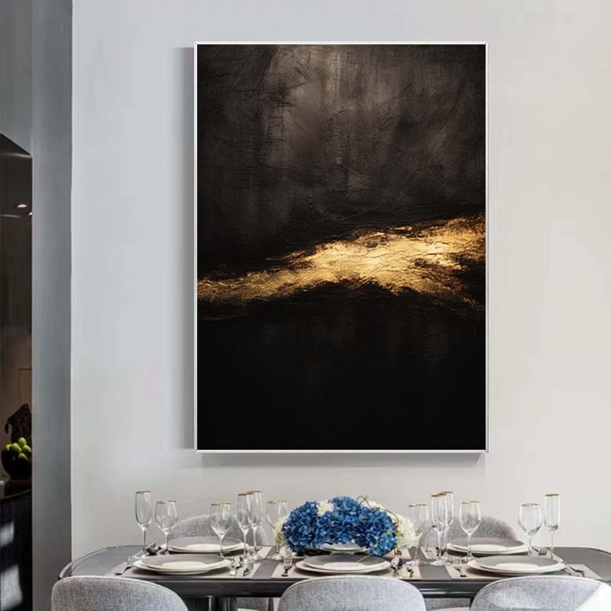 Black and Gold Abstract Art Original Abstract Painting on Canvas Large ...
