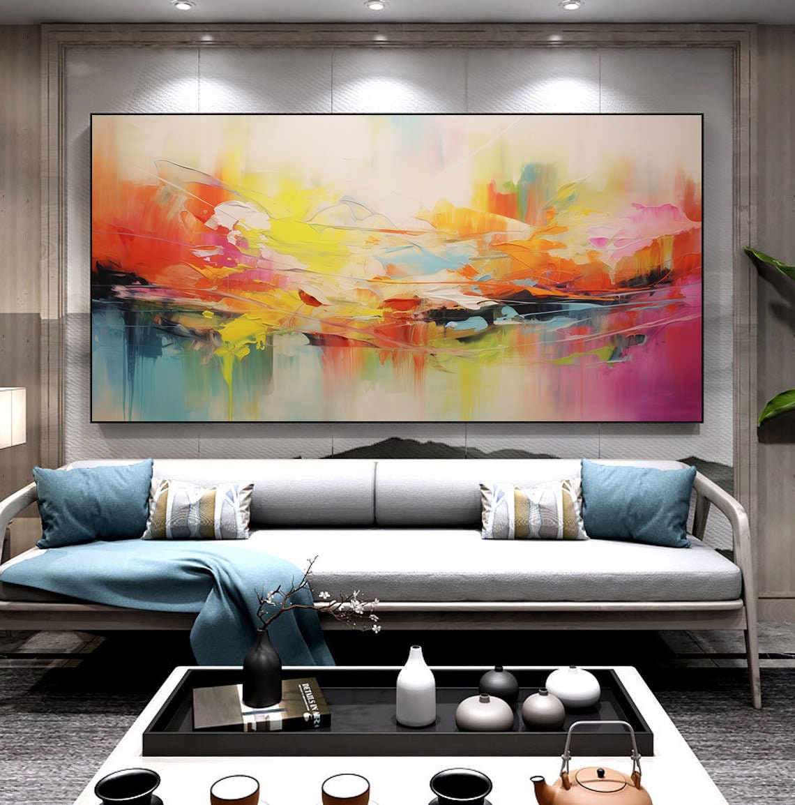 Oversized Wall Art Canvas,large Wall Art Abstract,colorful Acrylic ...