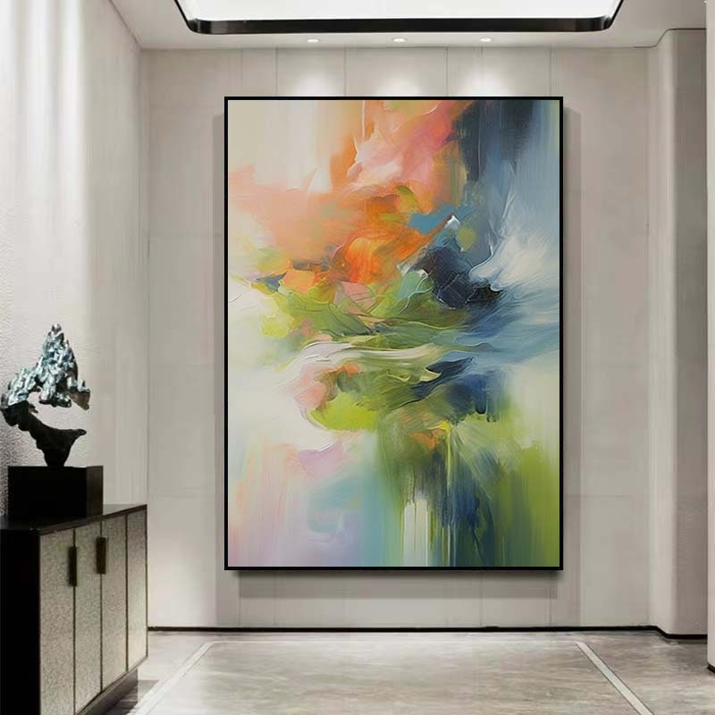 オリジナルの緑の抽象画 大きなカラフルな絵画 緑の壁アート 抽象的な