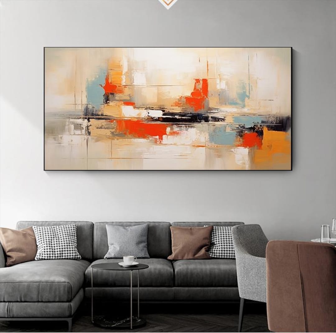 Original Orange Abstract Textured Oil Painting Hand Painted Customized ...