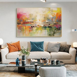 buntes Acrylbild, große Leinwand Kunst für Wohnzimmer, übergroße Wandkunst, moderne abstrakte Kunst Bild 8