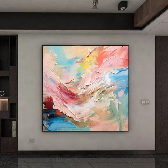 ピンクの油絵抽象画抽象画オリジナル抽象画オリジナルキャンバス大きな