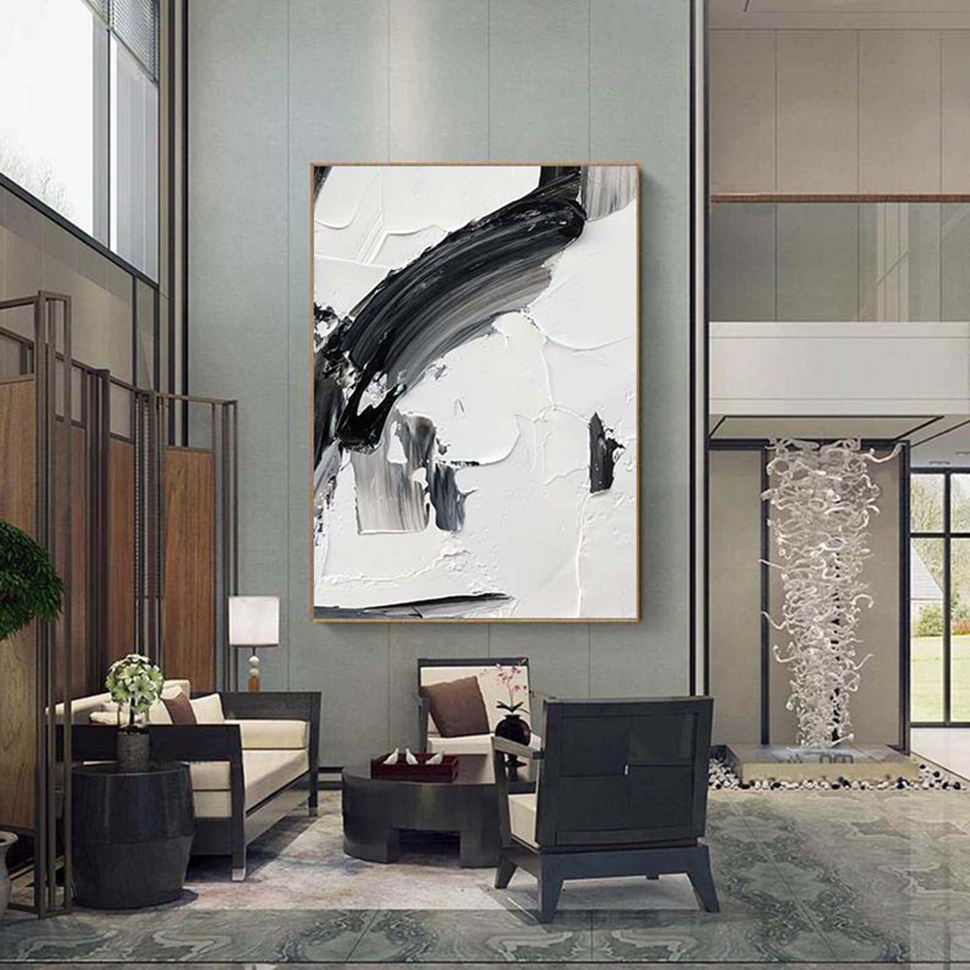 Black and White Abstract Art Black Textured Wall Art Black and White ...