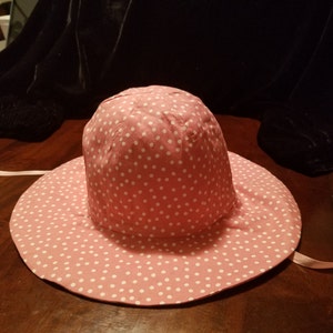 Handmade Baby Bonnet / Pink with White Polka Dots / Custom Made
