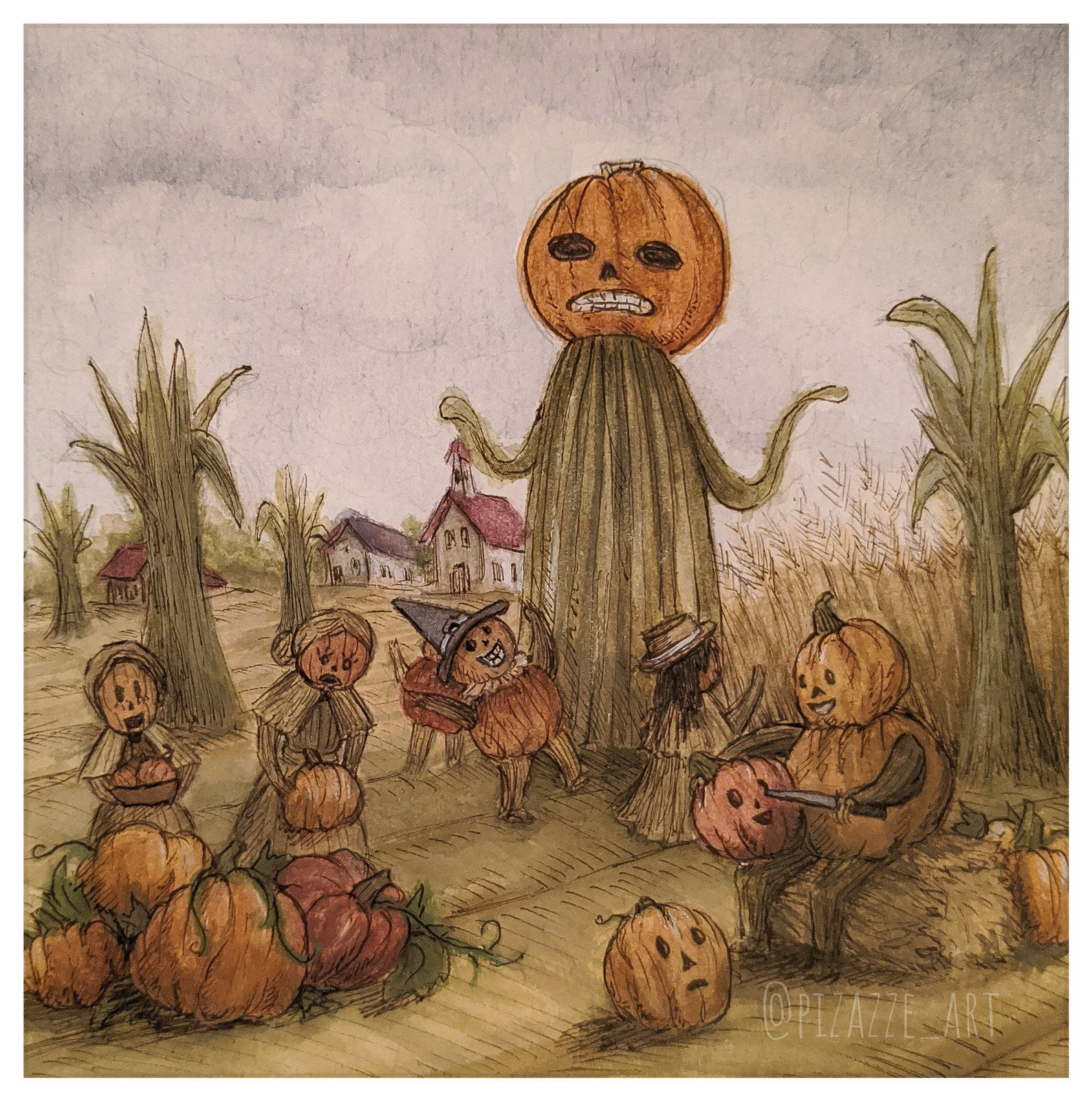 Pottsfield Harvest Festival Seasonal Art Print Etsy