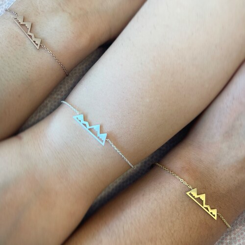 Mountain Range and Tree Scene Bracelet Hand Stamped Silver Etsy