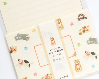 jeu de lettres avec des chats domestiques / en Mino Washi / des articles de papeterie japonais / du papier à lettres japonais / fabriqué au Japon