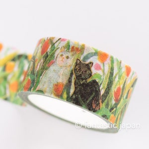 Gold foil Masking Tape / cat and flower -Lets play together!-