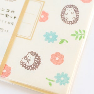 Hedgehog writing letter set / Mino Washi / japanese stationery / japanese writing paper / made in Japan image 3