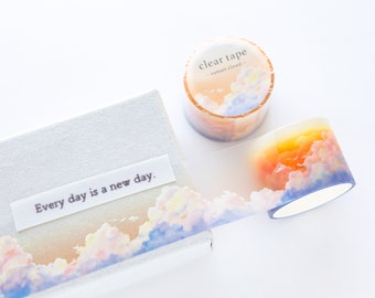 PET film tape / Clear tape -sunset cloud- / mind wave masking tape /