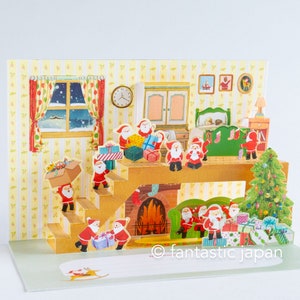 Pop-up kerstkaart -Kerstmannen ontspannen in huis-