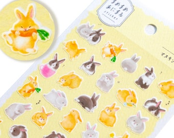 Sticker vague d'esprit / sticker bébé animal -lapin- / sticker japonais pour agenda, scrapbooking, journal, courrier postal / fabriqué au Japon
