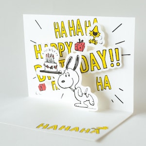 Carte d'anniversaire pop-up Poinçon / Cacahuètes -HAHAHA-