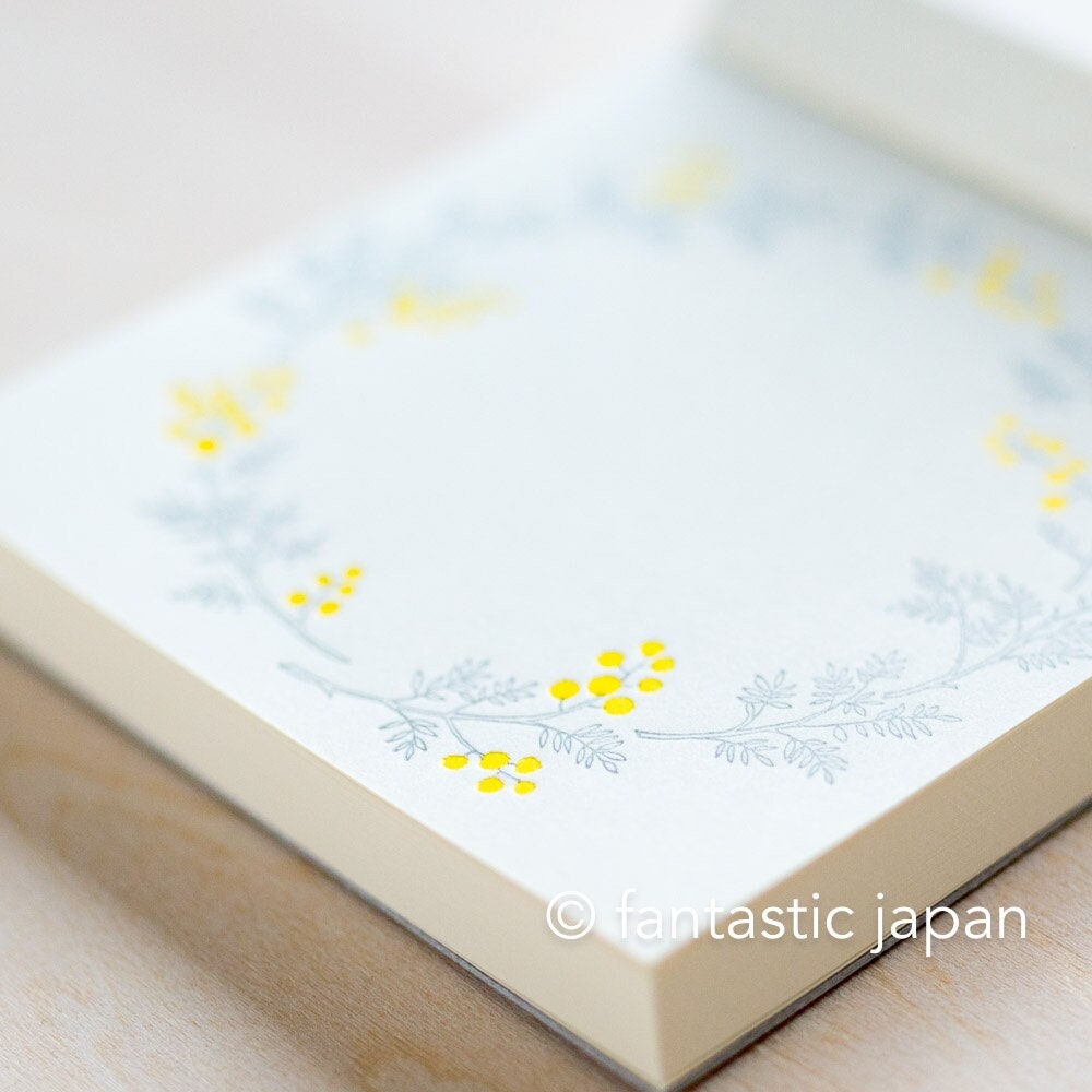Hütte paper works 活版メモパッド -ミモザ- - Etsy 日本