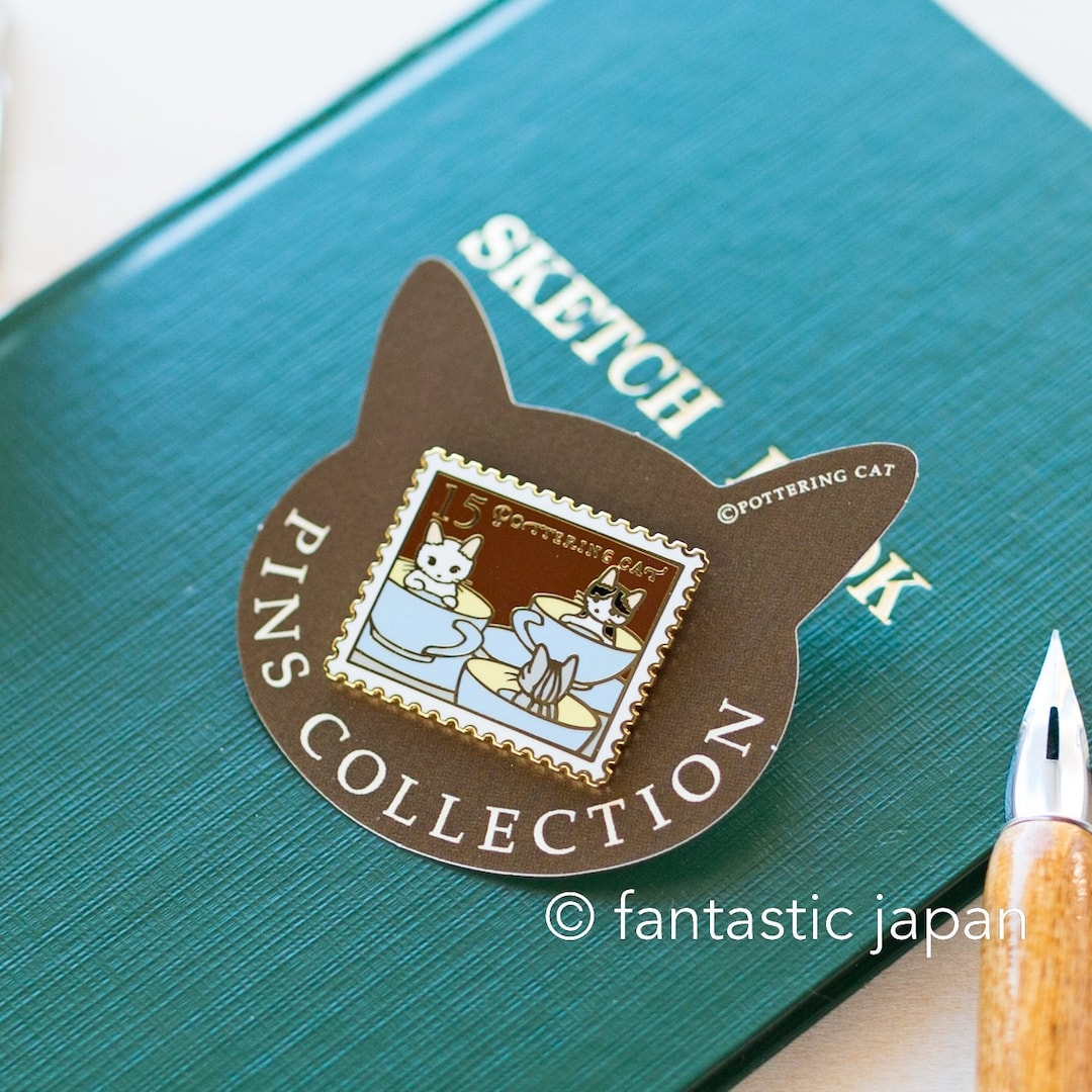 Pottering Cat Hard Enamel Pin -coffee Cup- - Etsy