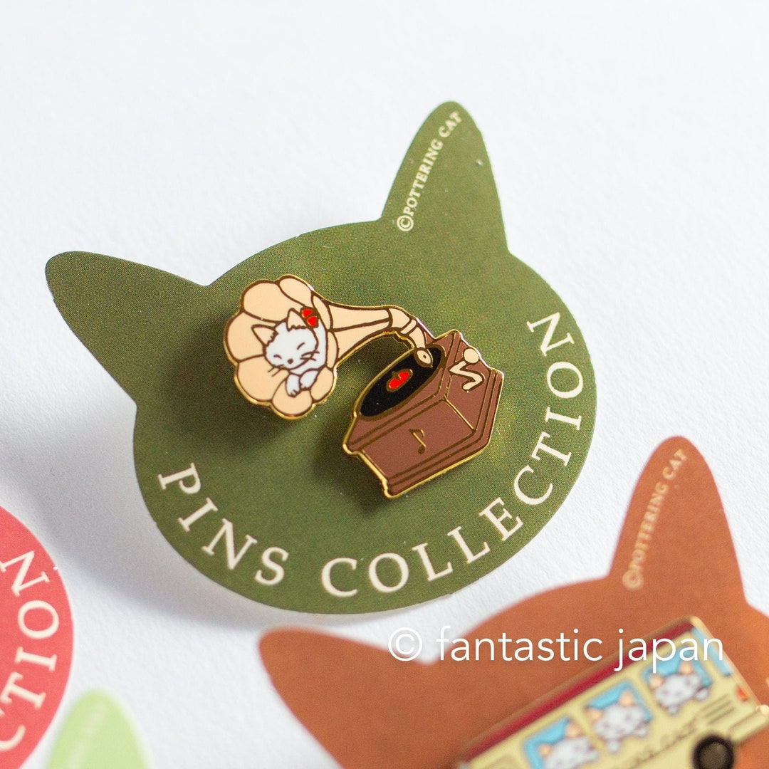 Pottering Cat Hard Enamel Pin -gramophone- - Etsy