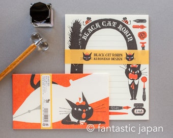 Letter Set -Robin the black cat "stationery"- by kuroneko-isho