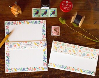 Japanese Writing Letter Set -KUSAMURA- by Aiko Fukawa/ Mino Washi / cozyca products/ Japanese washi paper letter set /made in Japan