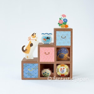 Carte de voeux -Chat et coffre d'escalier-