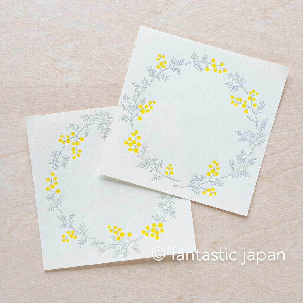 Hütte paper works 活版メモパッド -ミモザ- - Etsy 日本