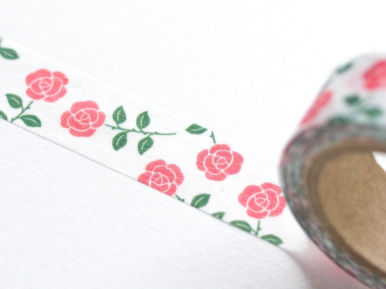EL COMMUN Masking Tape mois et fleurs rose / botanical washi tape / made in Japan image 5