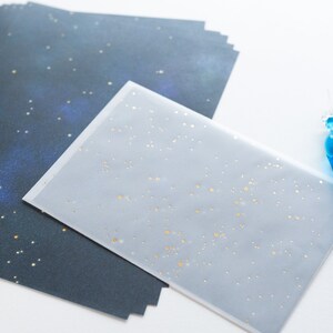 Translucent  Scenery Letter Writing set -Night sky and stars- by Tsutsumu company limited / Tracing paper envelope /made in Japan