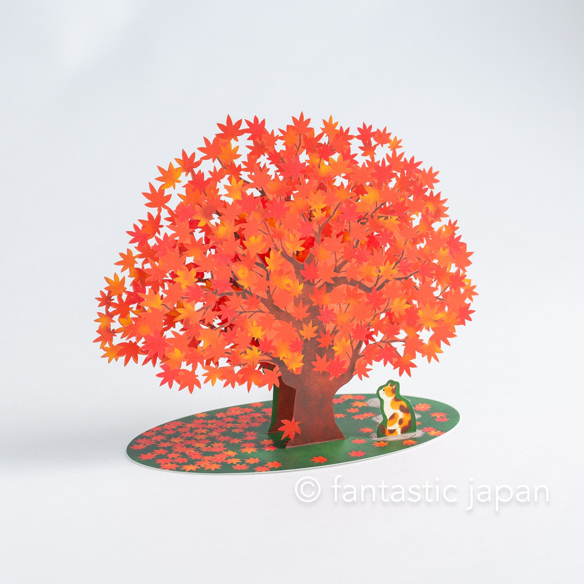 グリーティングカード -秋の葉を見上げる猫- - Etsy 日本