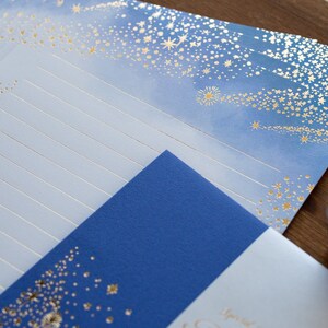 Gold foiled Letter Writing set Polite letters stardust by Tsutsumu company limited / made in Japan image 6