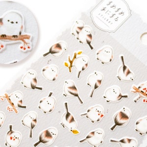 Mind Wave Aufkleber / Baby Tier Aufkleber -Langschwanzmeise- /japanischer Aufkleber für Planer, Scrapbooking, Journal, Schneckenpost / made in Japan