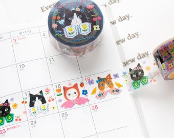 Transparent masking tape / tearable matte finish cellophane tape -cat cat- by aiko fukawa / cozyca products