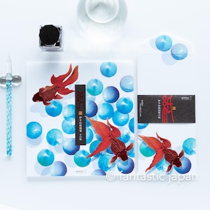 Bloc de cartas y sobres japoneses Iyo washi -peces de colores y canicas-