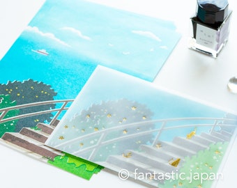 Translucent  Scenery Letter Writing set -cat and sea-