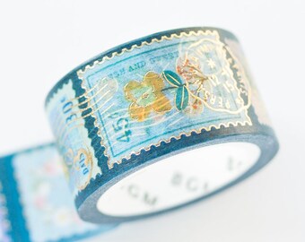Masking Tape -Briefmarken „Botanical Blue“-