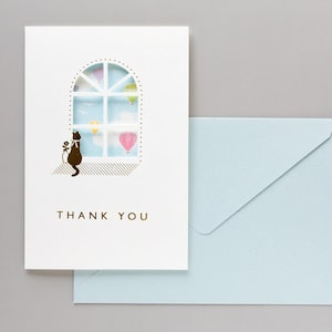 Greeting card with window -blue sky- / thank you card