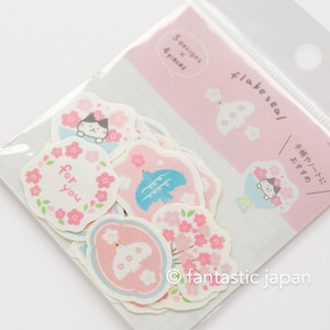 Washi Flocken Sticker -Katze im Frühling- / Furukawa Papier