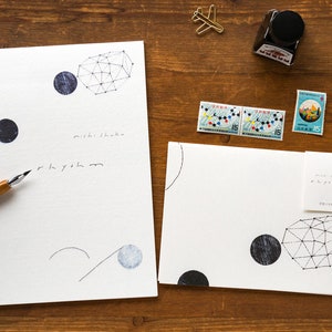 Bloc de notas y sobres washi japoneses -rhythm by nishishuku- / productos cozyca / hyogensha / hecho en Japón