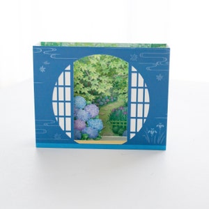 Tarjeta de felicitación -Hortensia y jardín japonés-