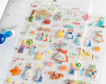 Sticker transparent en PET -lapins garden- par aiko fukawa / produit cosyca