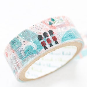Glitzerndes Masking Tape -Reisen in London- / von Shinzi Katoh entworfenes Washi Tape / japanisches Briefpapier/ made in Japan