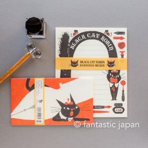 Set de cartas - Robin el gato negro "papelería" - de kuroneko-isho