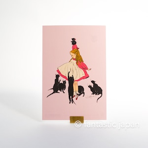 Kurahashi Rei-briefkaart -katten en ik-