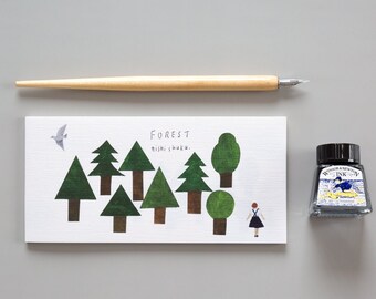 Letter Paper -FOREST- by nishi shuku/ cozyca products HYOGENSHA/ made in Japan / ※only writing papers, no envelopes attached