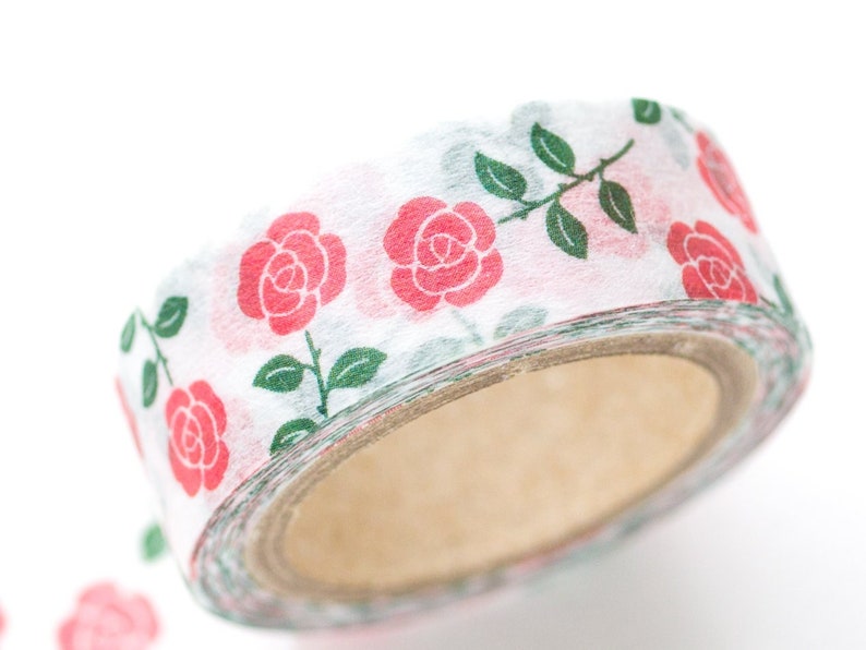 EL COMMUN Masking Tape mois et fleurs rose / botanical washi tape / made in Japan image 2