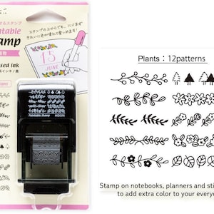 MIDORI paintable stamp 10 designs -plants pattern-/ self-inking stamp / oil-based ink / designphil product /