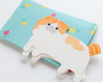 fluffmoumou  cat mini message card set -blue-